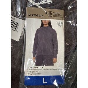 Mondetta Ladies Heathered Full Zip Fleece Heather Purple Size Large NWT